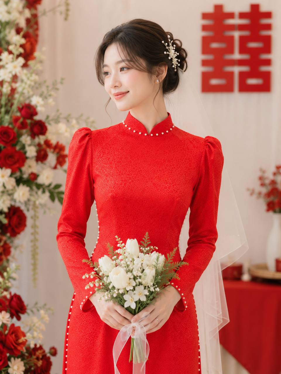 Áo dài Áo dài cô dâu — mẫu 2